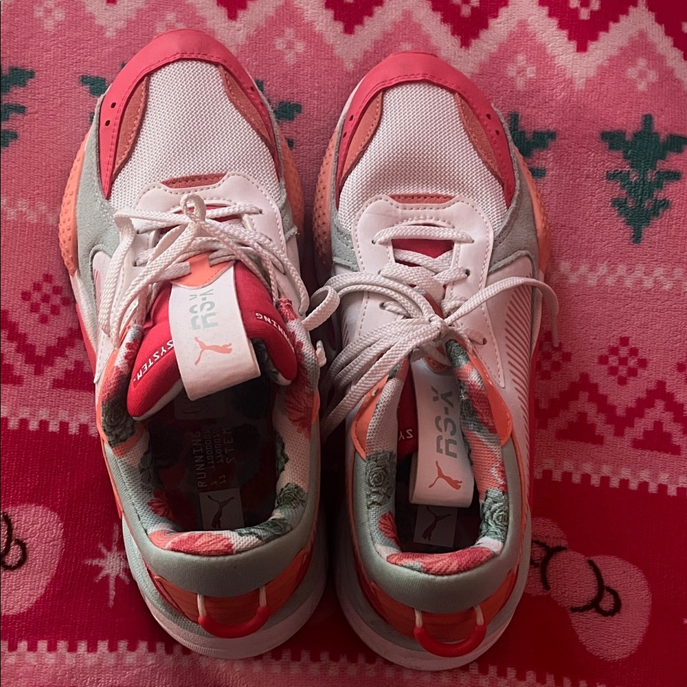 Puma, Coral and Gray Sneakers